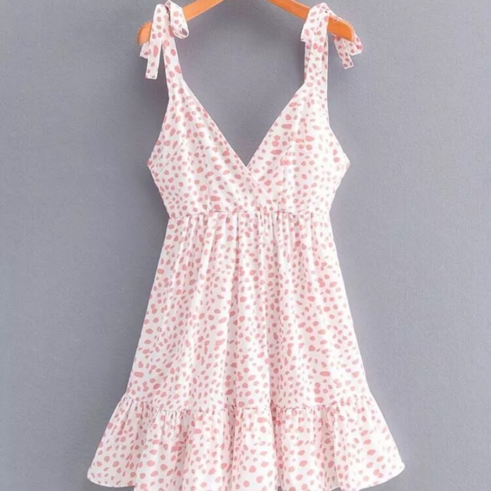 Dress Dalmation Print Pink And White Dress Size M
